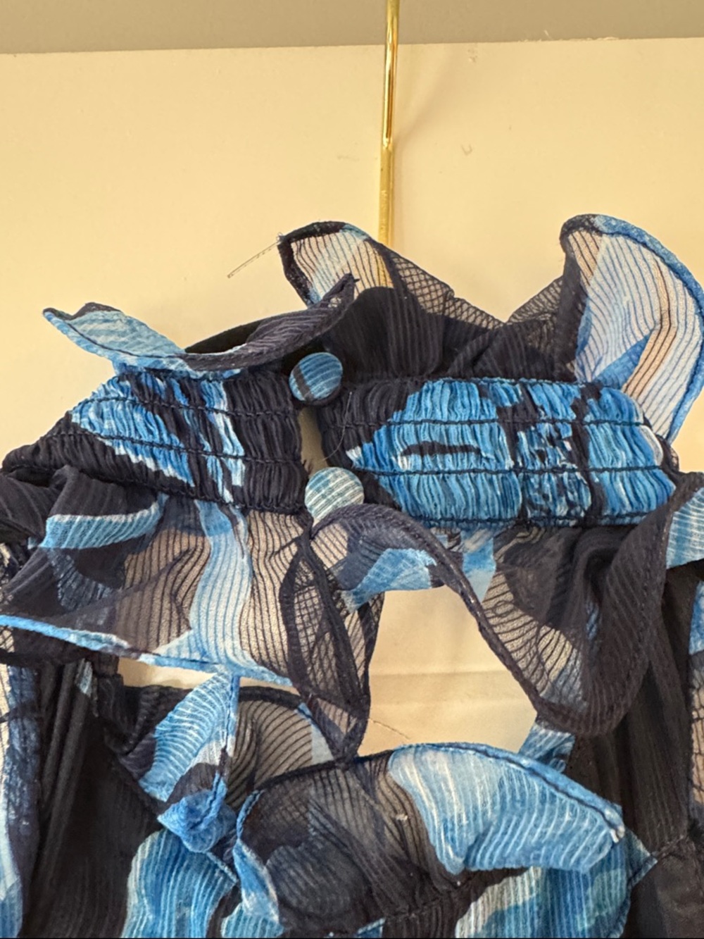 PatBO Navy Blue and Bright Blue Floral Chiffon Maxi Dress - Picture 3 of 6